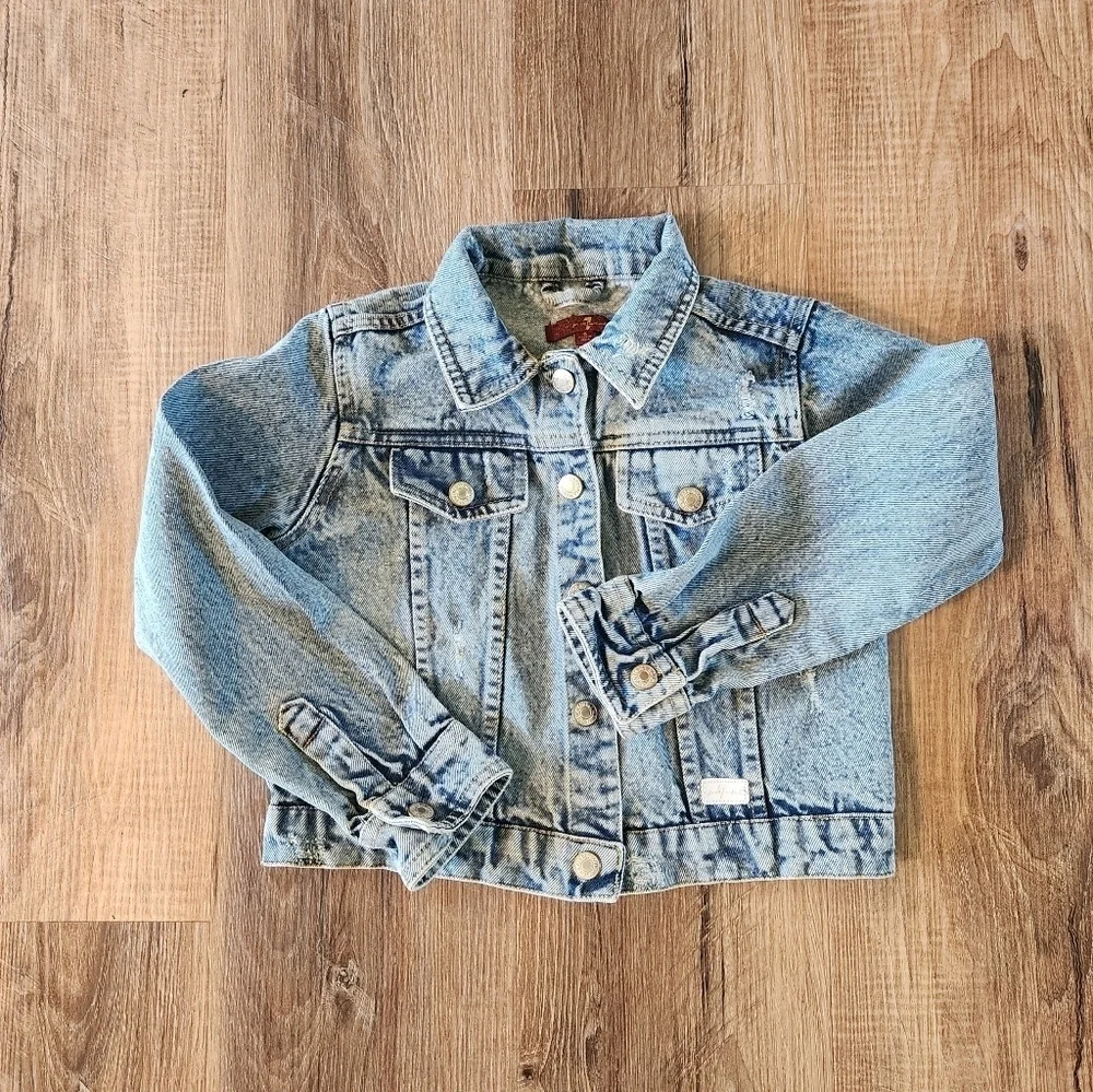 7 For All Mankind Distressed Denim Jean Jacket Kids Child Size 6